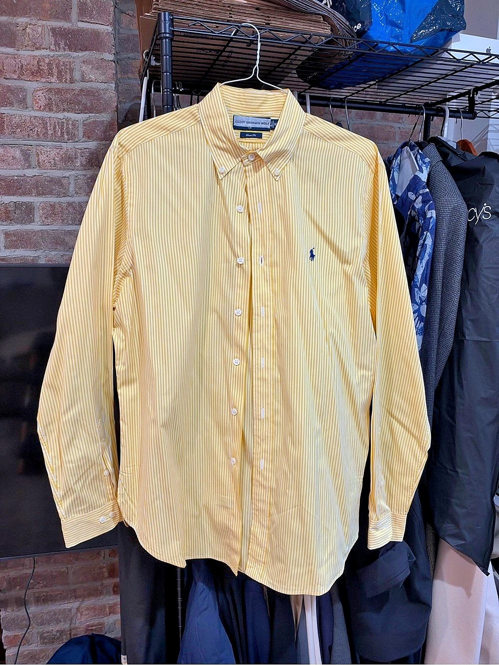 Ralph Lauren Striped Button Down in Yellow & White Large Like New
